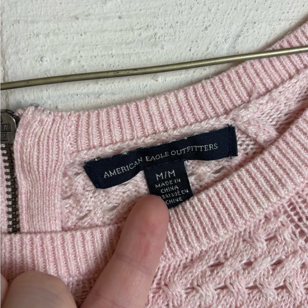 American Eagle Women’s Baby Pink Long Sleeve Casual Knit Sweater Size Medium - Image 3