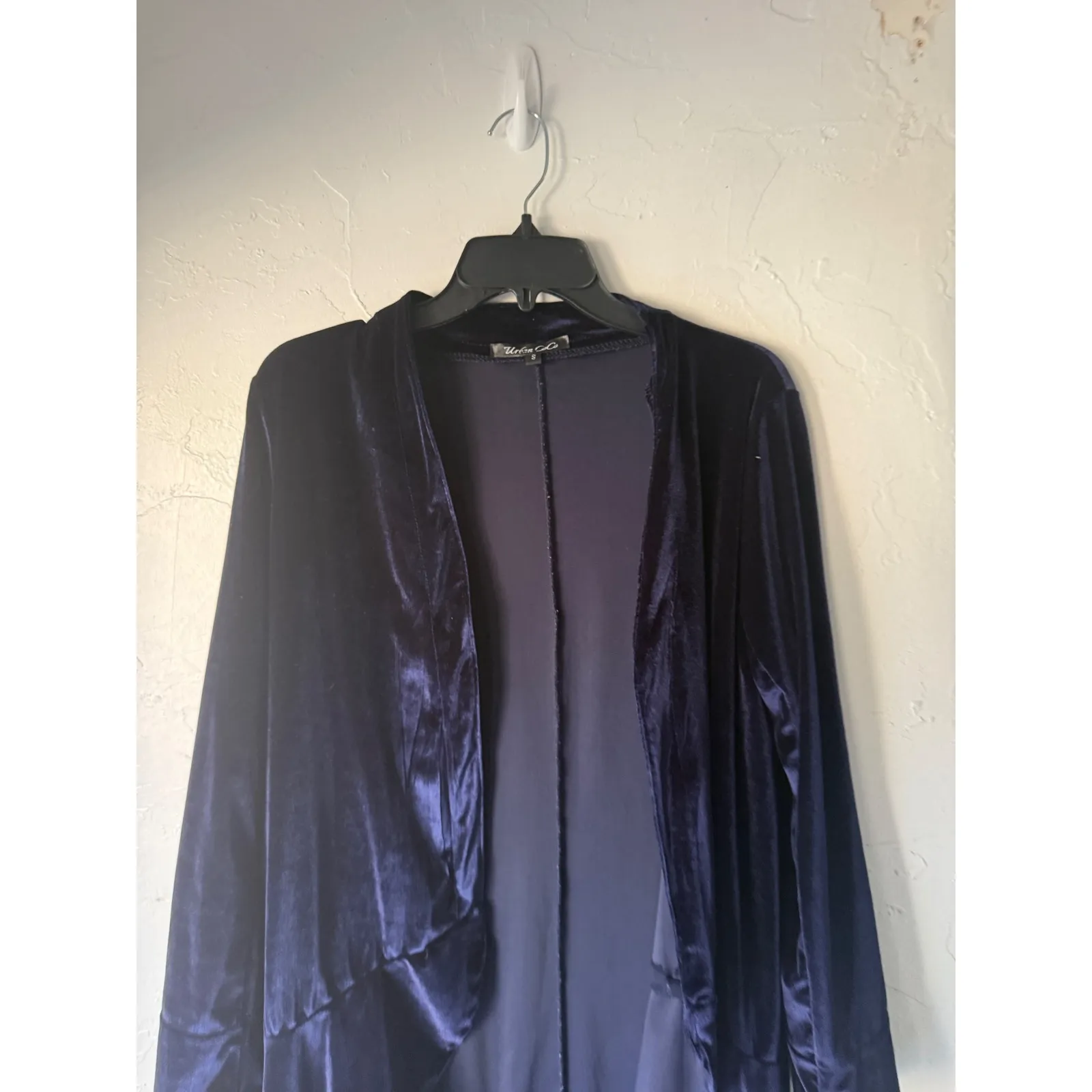 Urban CoCo Women Navy Blue Velvet‎ Waterfall Duster Cardigan S Whimsigoth Grunge - Image 3