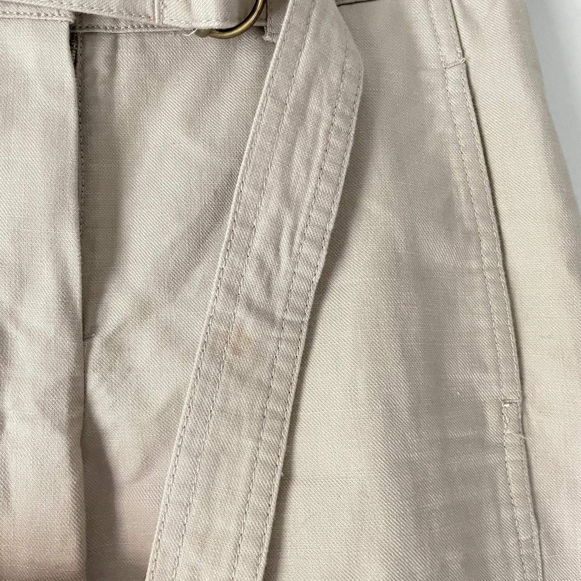 Babaton Beige Linen Blend Wide Leg Culotte Pants With Detachable Belt - Image 5
