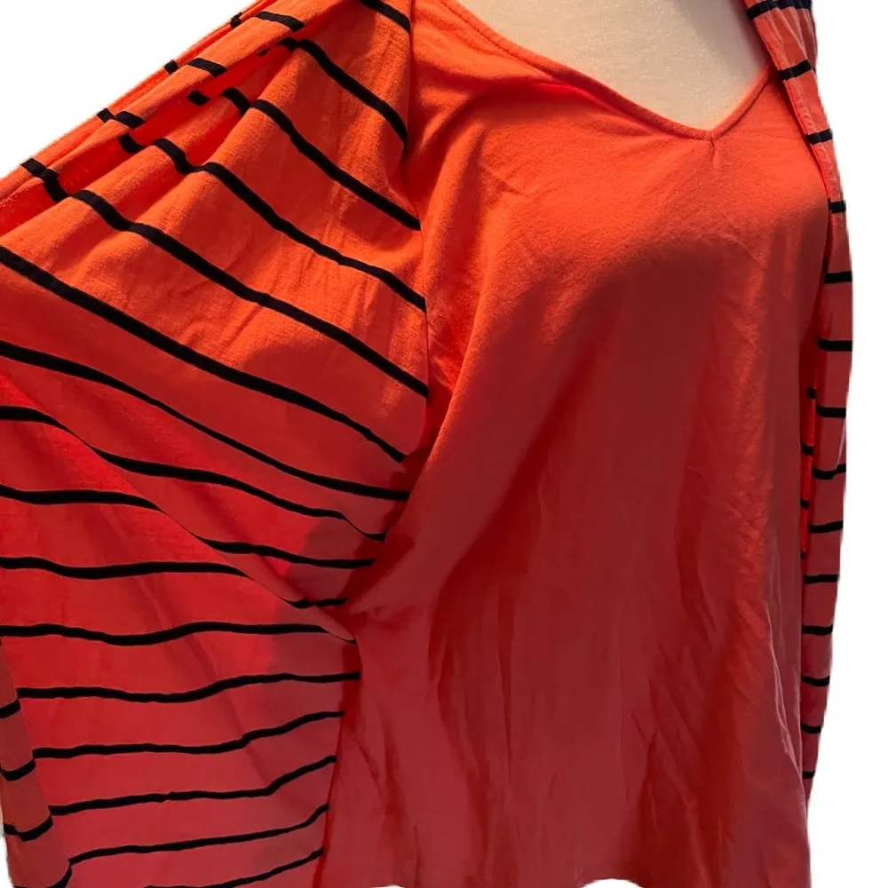 Melon Colored with Navy Blue Stripes Mock Tank Top with Cardigan XL - Image 5