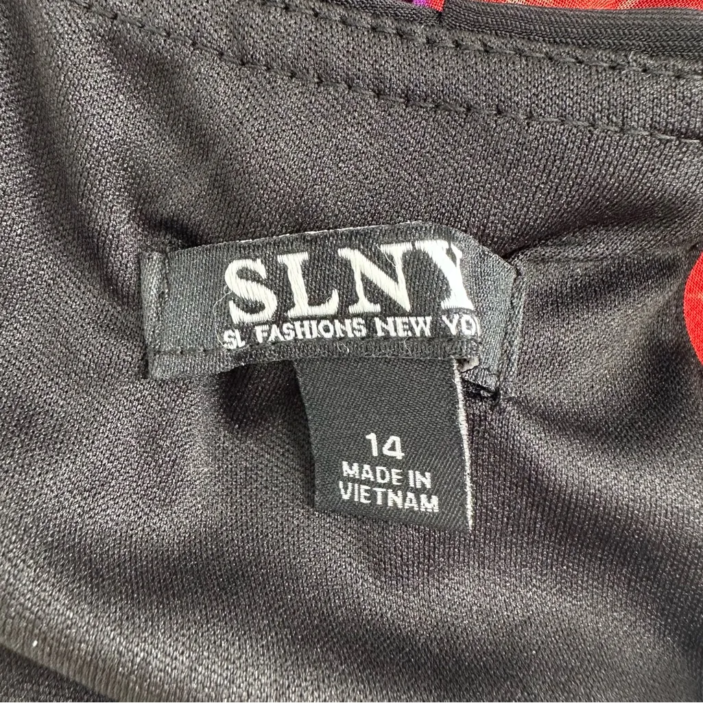 SLNY SL Fashions Halter Mixed Media Maxi Dress size 14 Floral Belted - Image 11