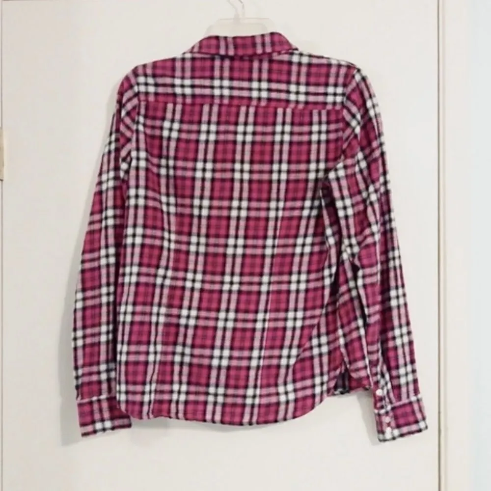 American Eagle Pink Plaid Button Up Shirt - Image 2