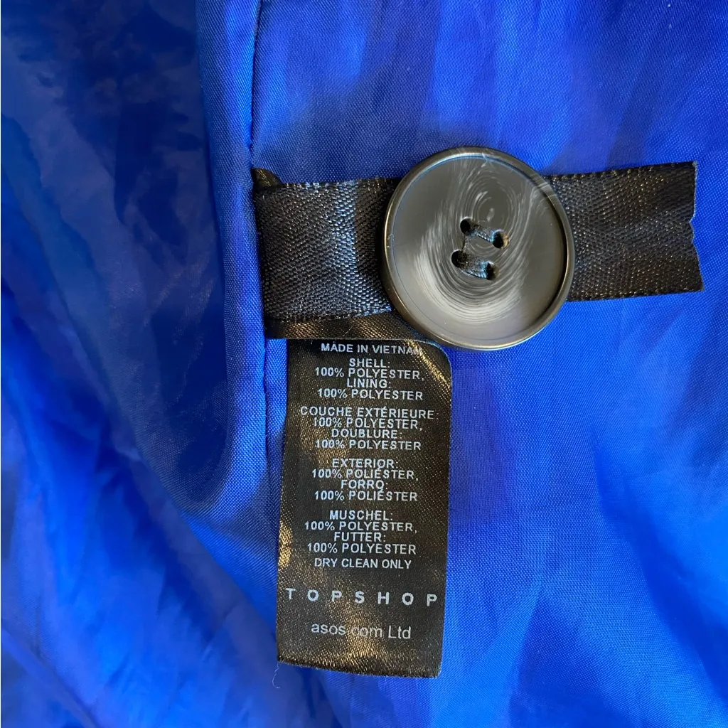 Royal Blue Textured Longline Coat | Oversized Wool Look Zara Style Jacket - Image 14