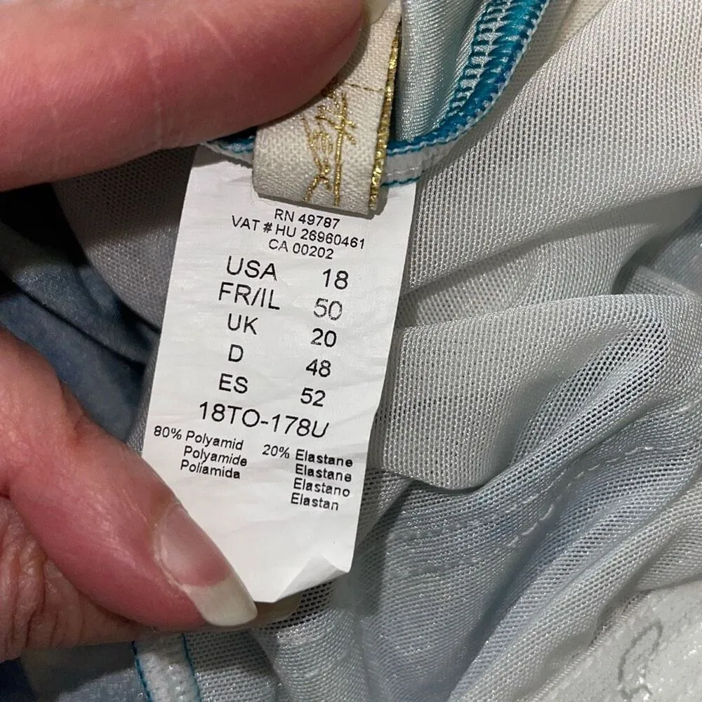 Gottex Womens Tourmaline Surplice Sleeveless One Piece Swimsuit Blue Size 18‎ - Image 11