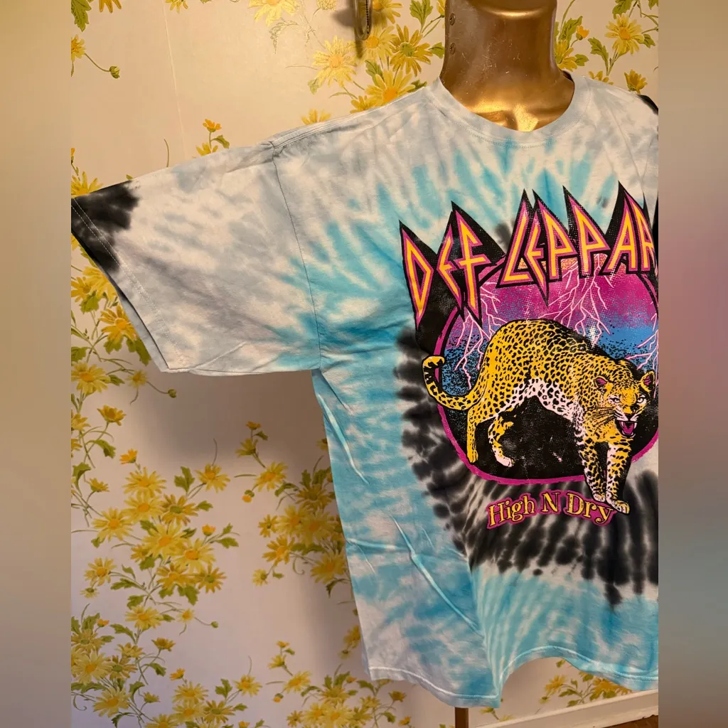 NWOT Def Leppard High N Dry Tie Dye metal rock Official T-Shirt dress size XL - Image 6