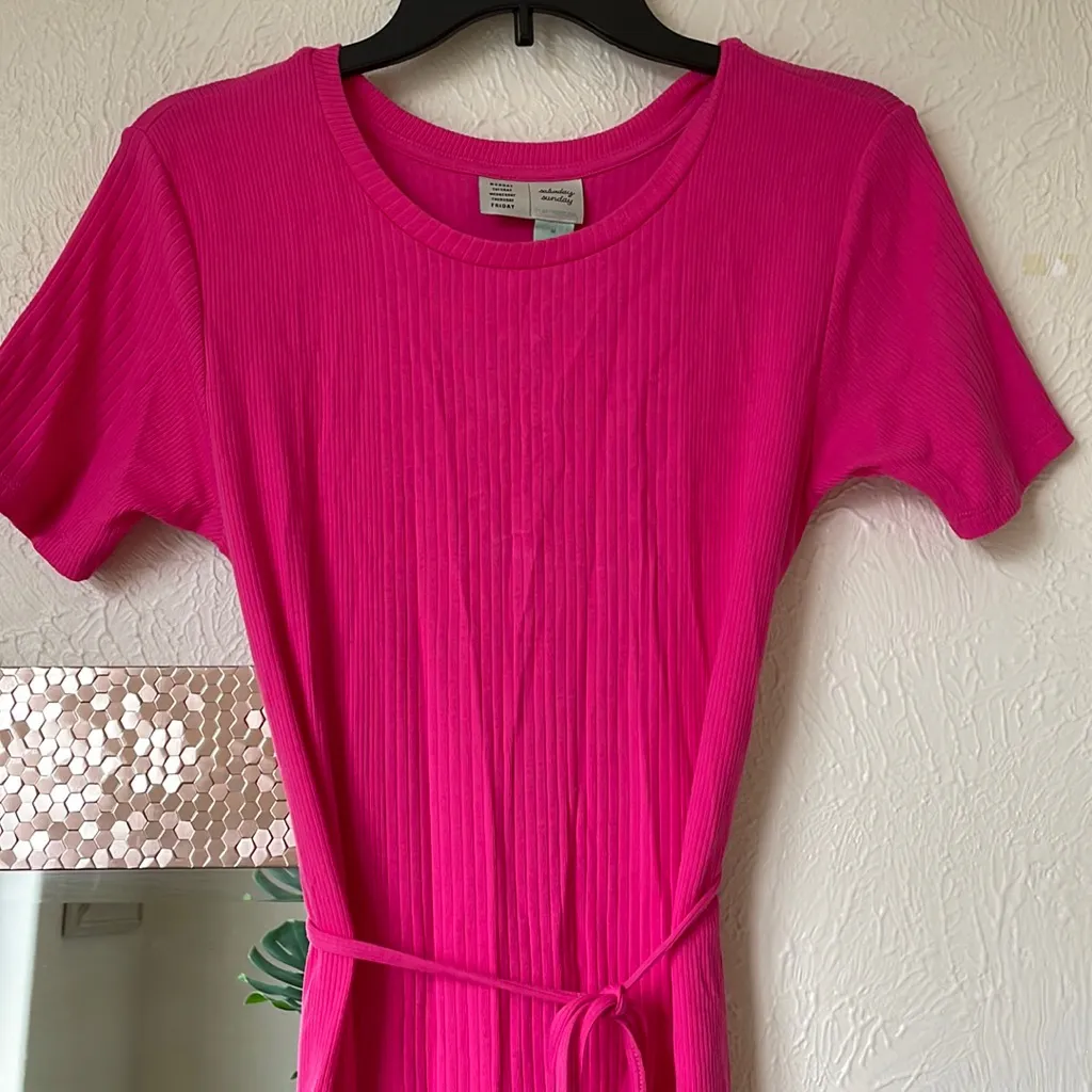 Anthropologie Saturday Sunday super cute ribbed pink dress - Image 8