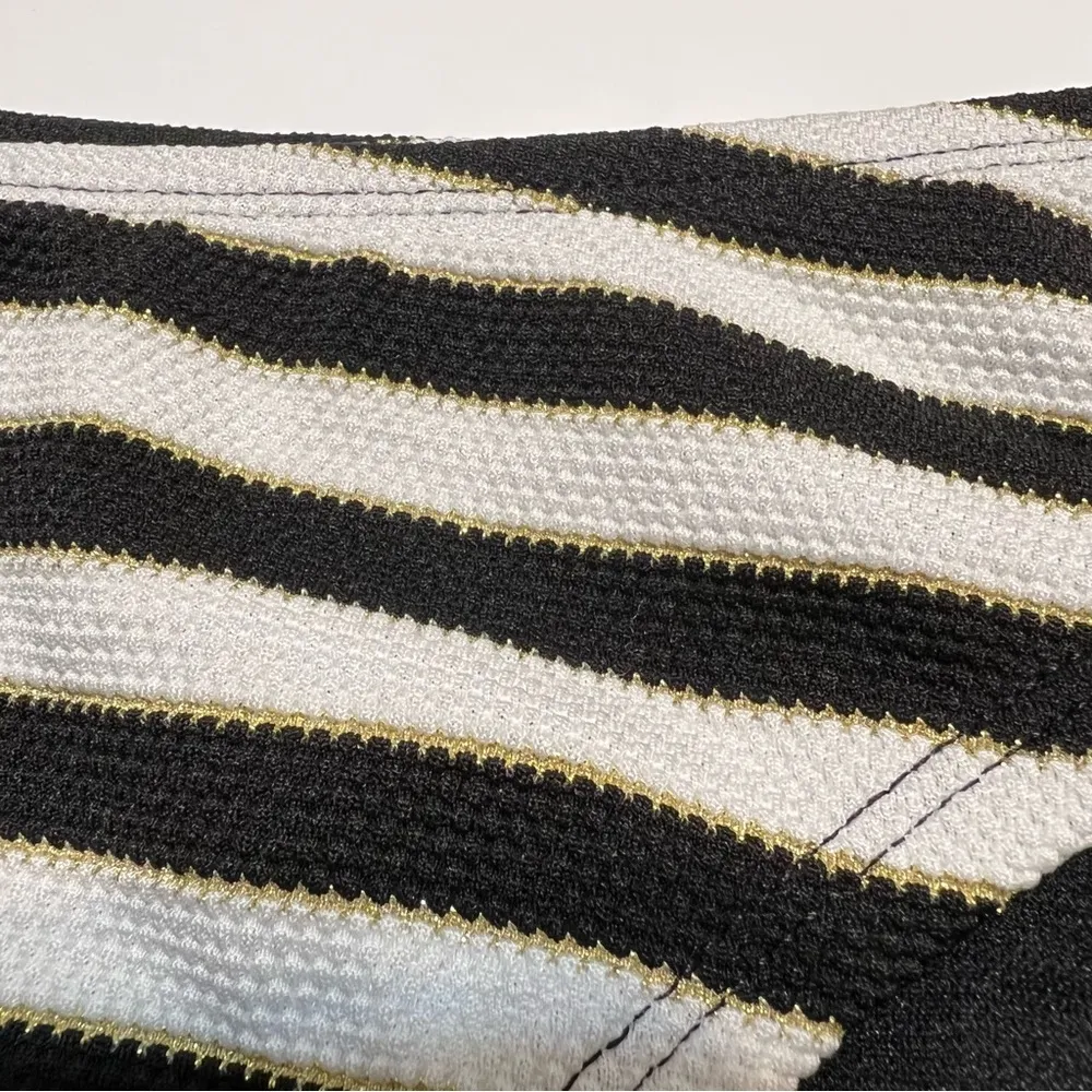 Shade & Shore Textured Hipster Bikini Bottom Black White Gold Stripe NWOT XL - Image 5