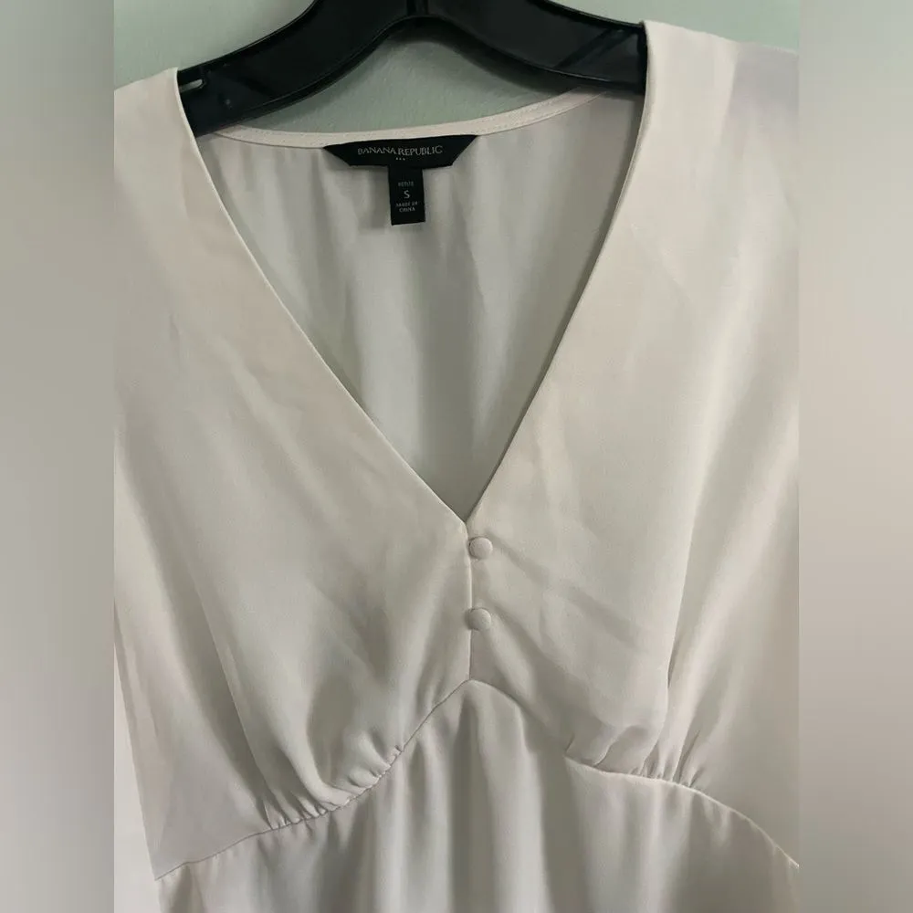 Banana Republic White Peasant Balloon Long Sleeve Blouse SZ S - Image 3