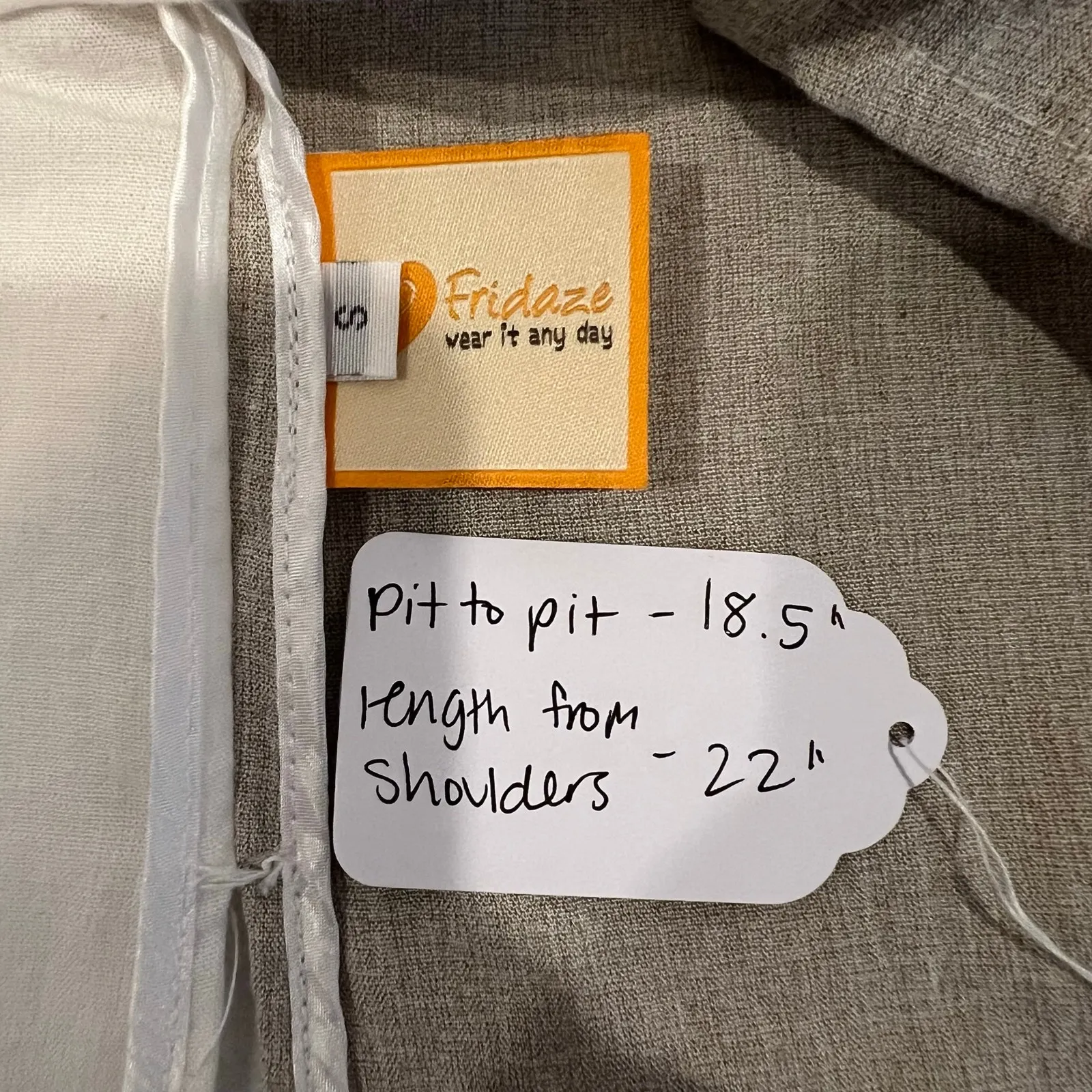 Fridaze Reversible Ivory White/Tan Washable Linen Tank Sleeveless Top Small White - Image 8