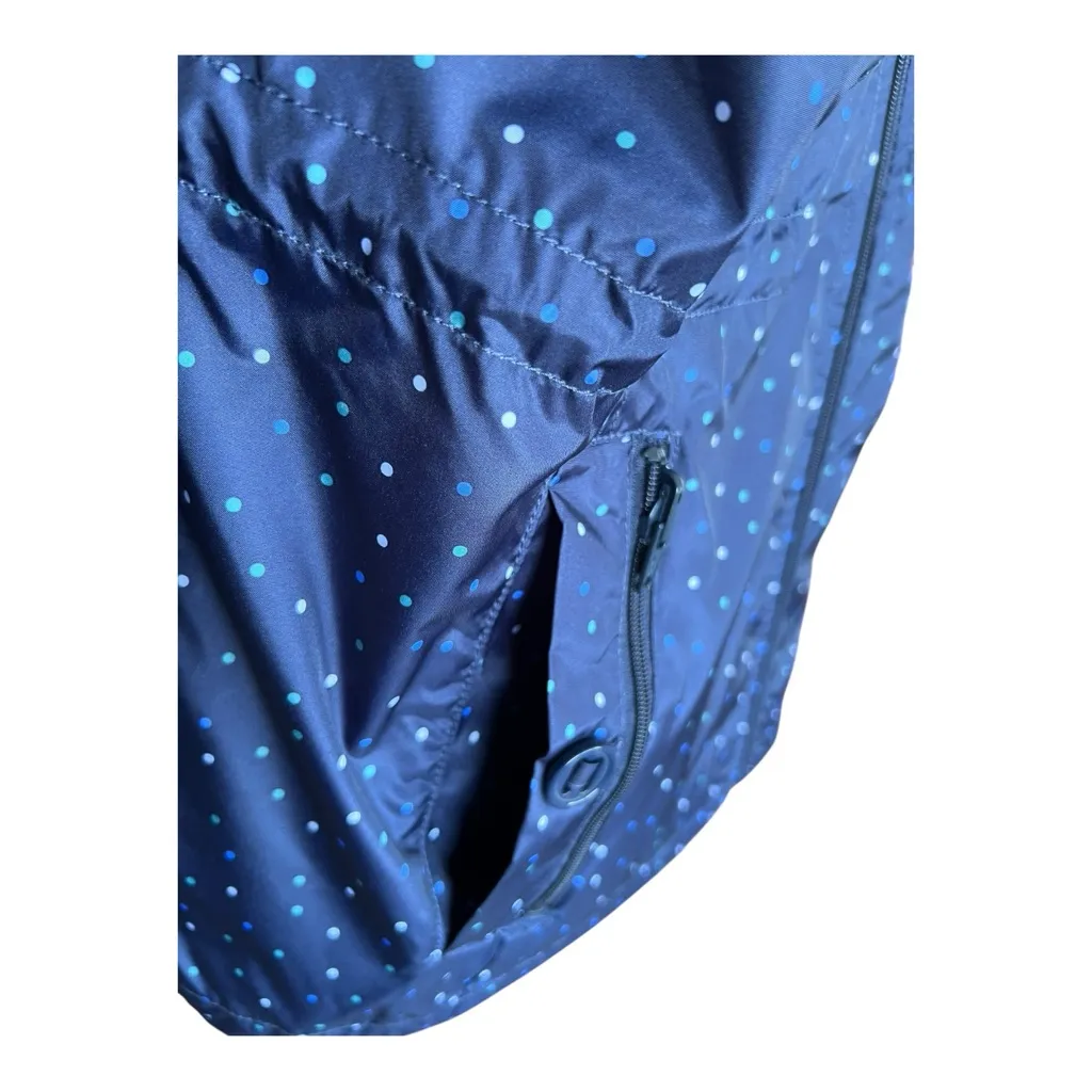 INTL Details Navy Irregular Polka Dot Packable Parka Jacket Size M Blue Size M - Image 6