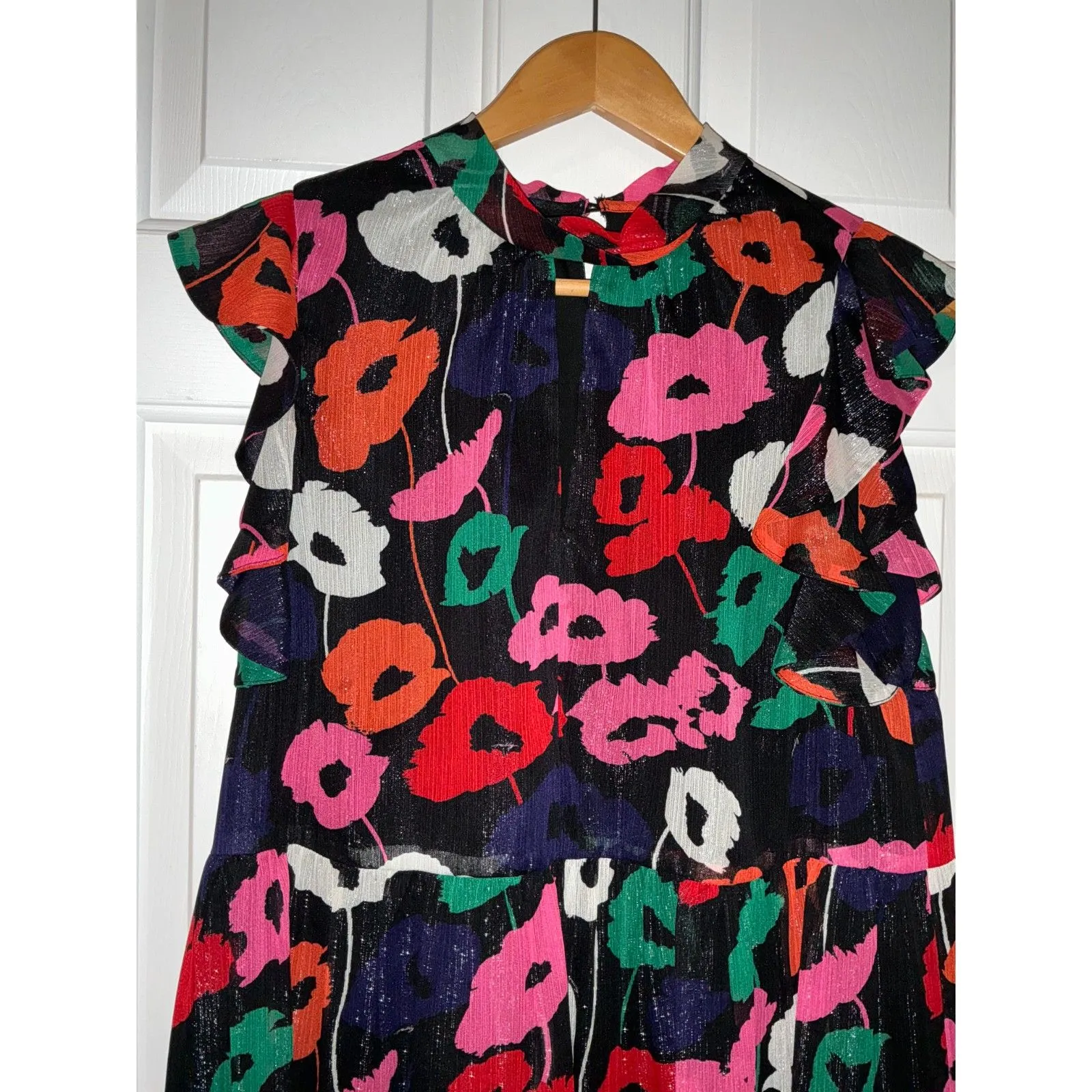 MILLY Women's Layla Poppy Print on Crinkle Chiffon Dress - Small - Image 5