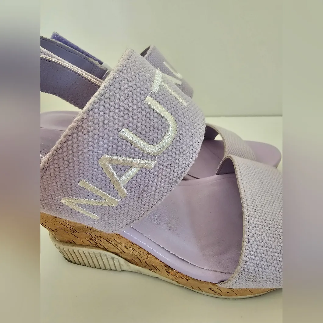 Nautica Shoes Sandals Espadrilles Open Toe Wedge Logo Velcro Strap sz 8 - Image 4