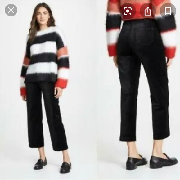 Paige Size 27 Nellie Black Velvet Culottes Wide Leg Crop Pants - Image 2