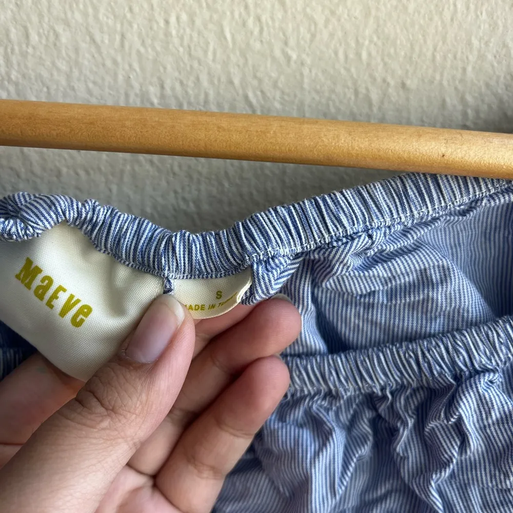 Anthropologie Anthro Maeve Blue Striped Off Shoulder Poplin Top - 100% cotton - Image 5