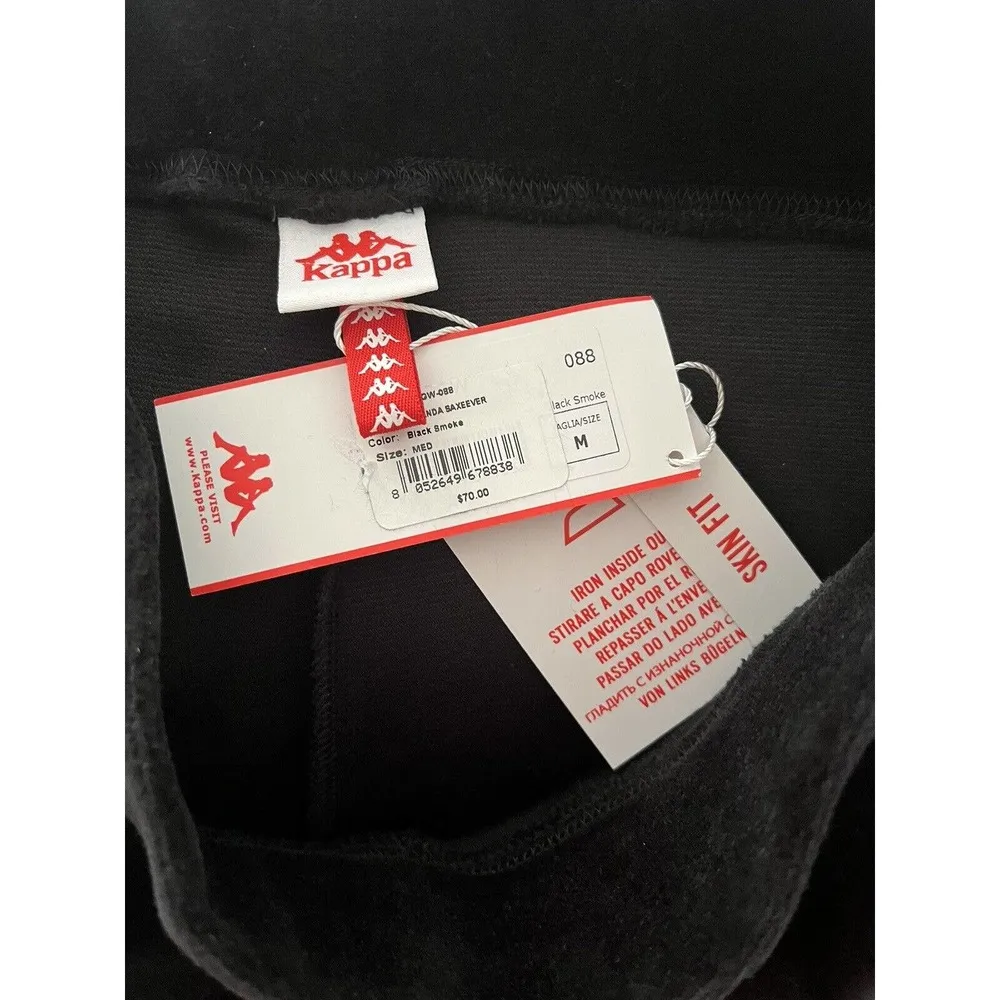 NWT Kappa 222 Banda Black Velour Saxeever Hi Rise Rhinestone Logo Shorts Medium - Image 7