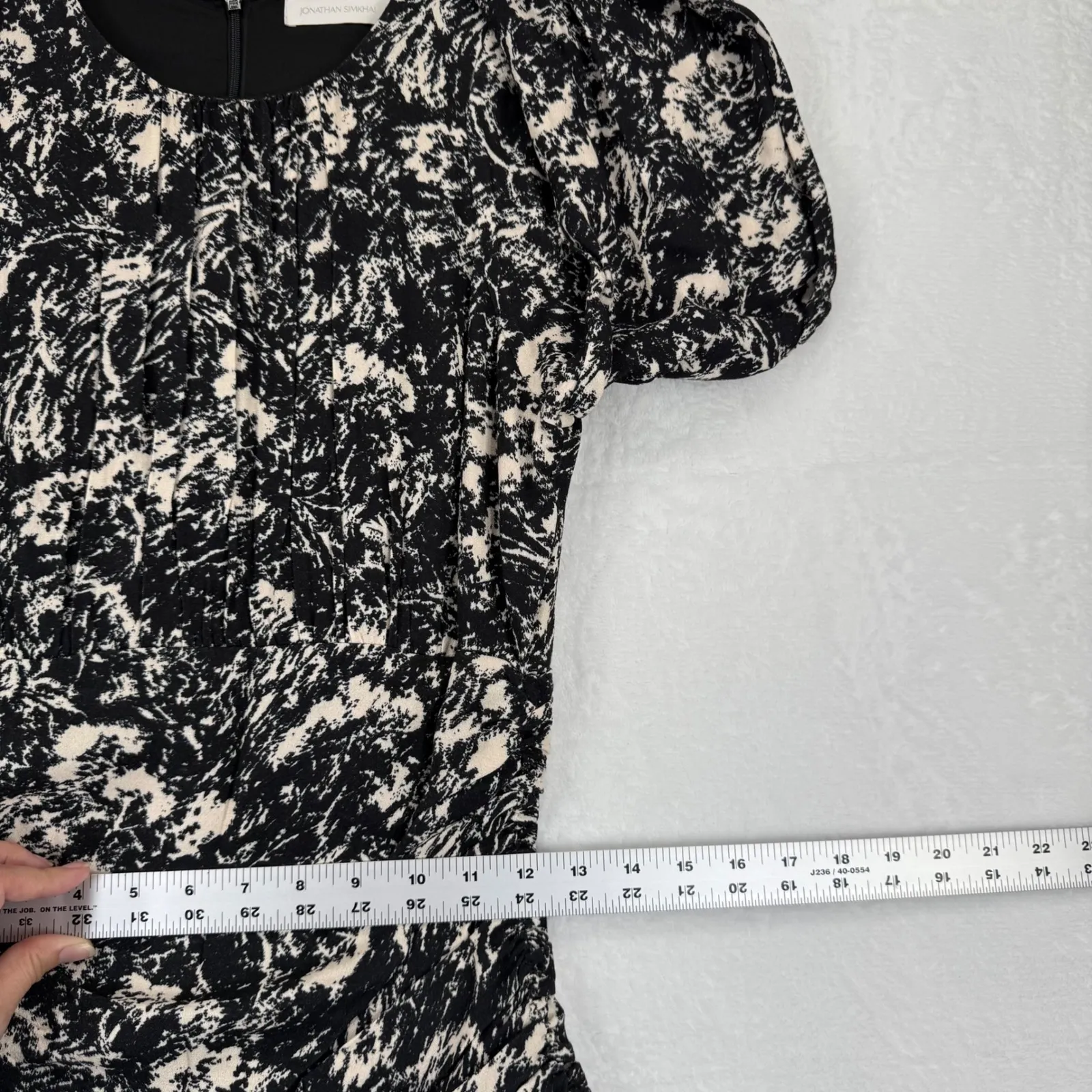 JONATHAN SIMKHAI Anastasia Black‎ Flora Fauna Ruched Mini Dress Size 6 Black - Image 3