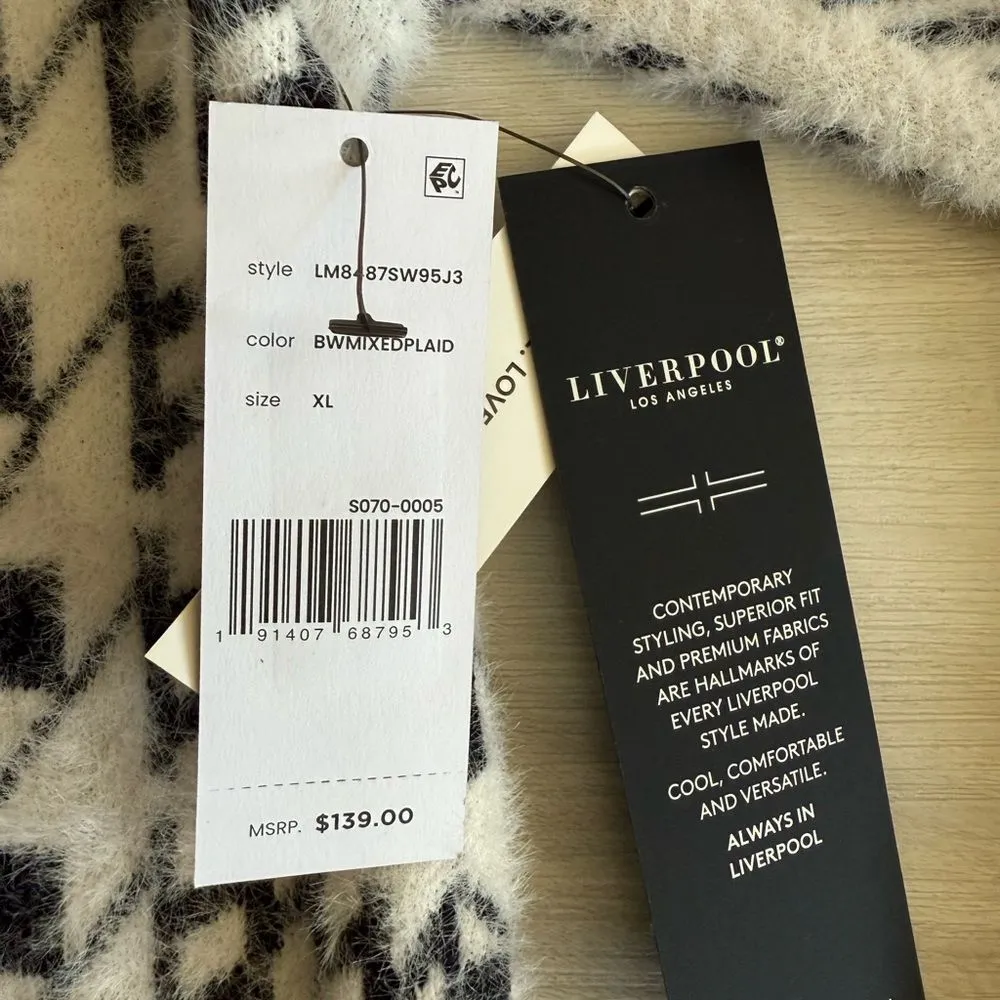 Liverpool Women's Open Front Coatigan Sweater Black/White XL NWT Wantable - Image 7