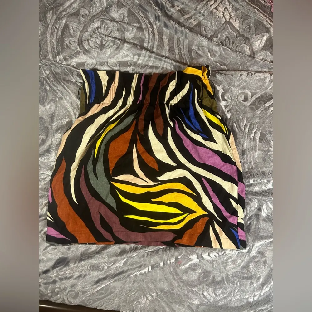 Funky Zebra Multicolor Linen Blend Skirt XS Black - Image 9