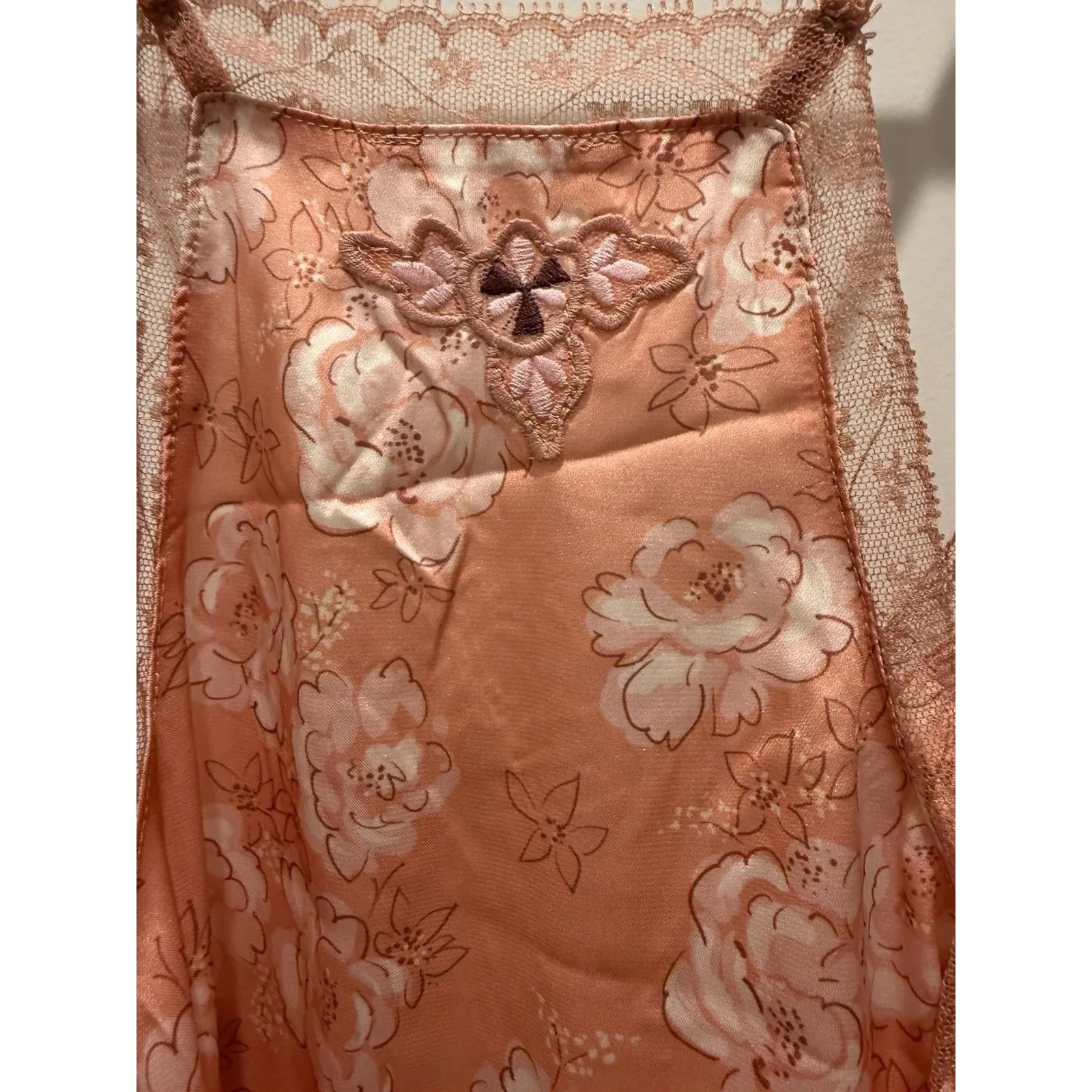 NWT Free People Women’s Intimates Night Tangerine Floral Satin & Lace Tank - Image 7