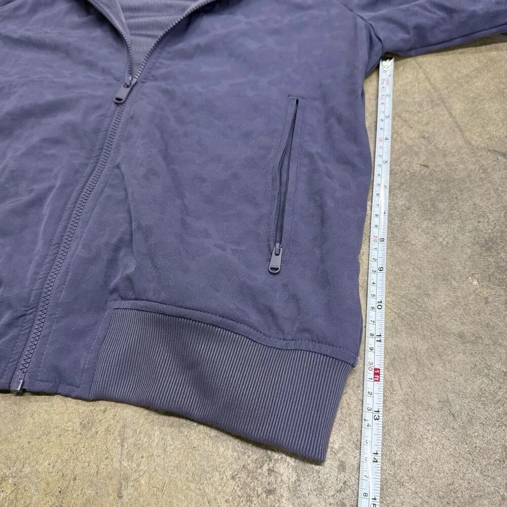 Athleta Brooklyn Bomber Jacket in Blue Leopard Size S - Image 7