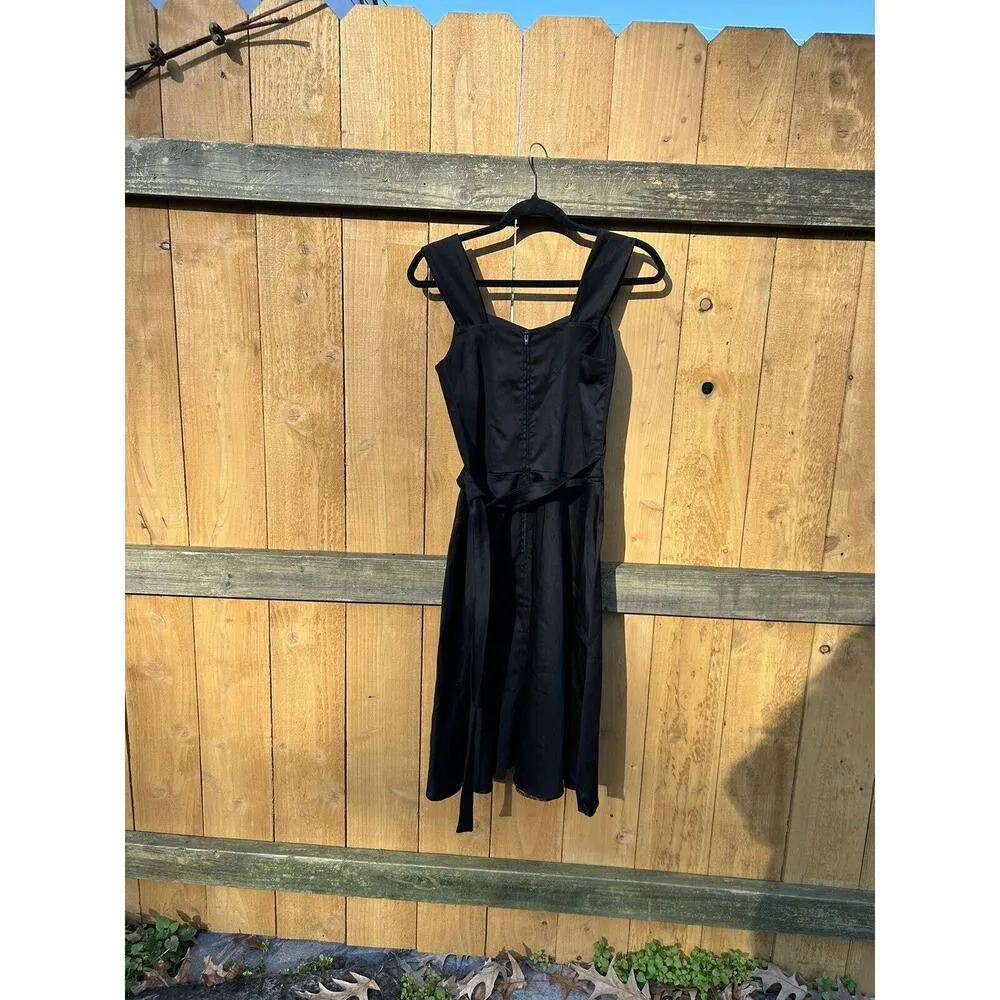 HEMET Gothic Halloween Black & Red Midi Dress Skull‎ Birds Small Steampunk - Image 12