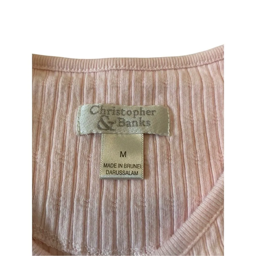 Christopher And Banks Textured T Shirt Work Office Workwear Size Medium Classic - Image 5