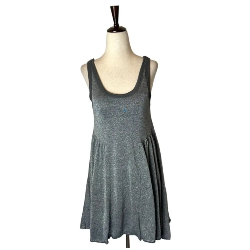 Free People Beach Dress Womens Small Silver Metallic Cruise Town Tank‎ Mini - Image 4