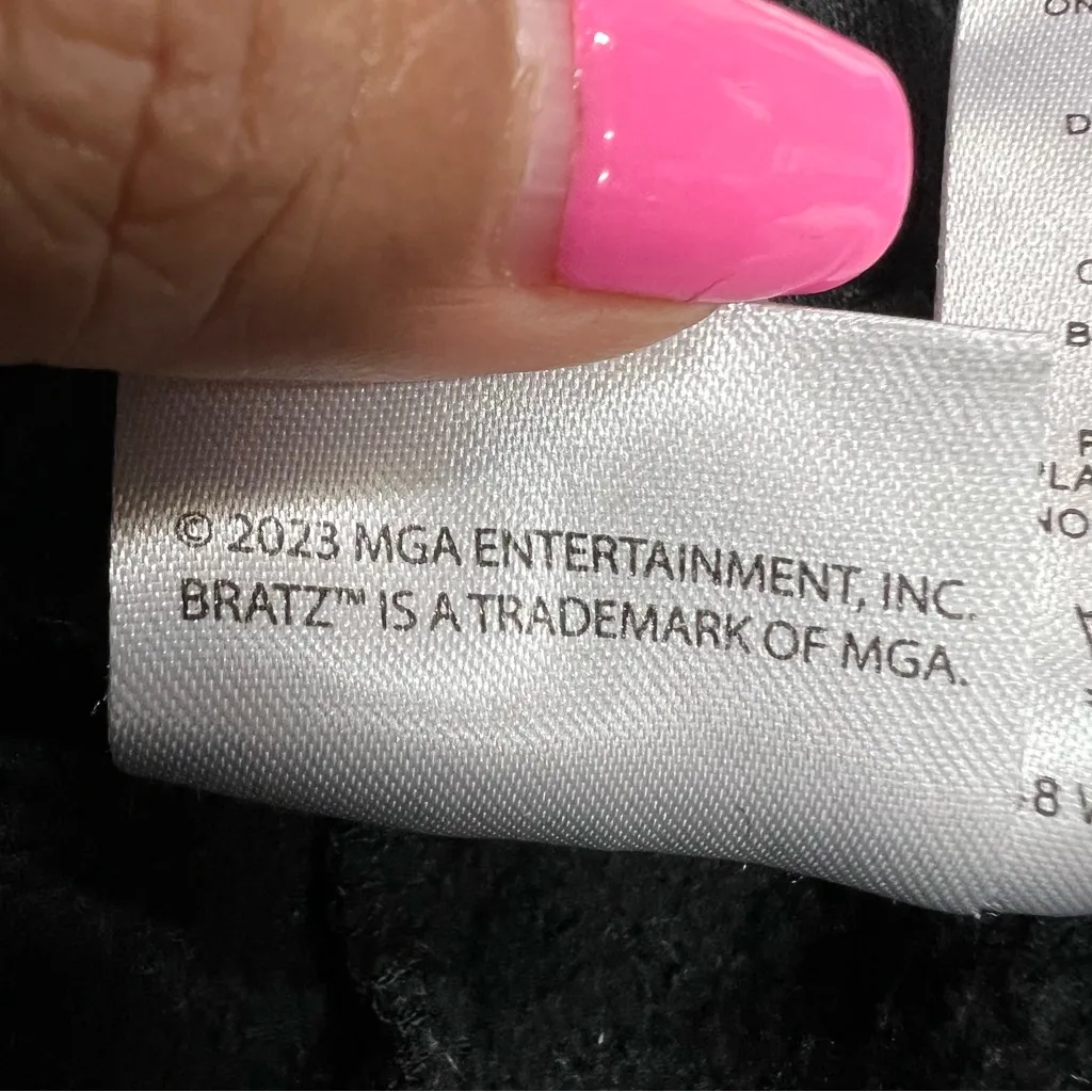 Bratz xs Black Graphic Joggers w/pockets sweatpants acid wash pattern - Image 4