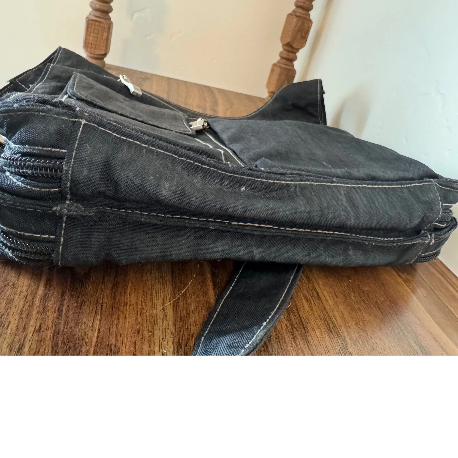 90s Vintage Eddie Bauer Black Multi Compartment Crossbody Bag Large Y2K Grunge - Image 7