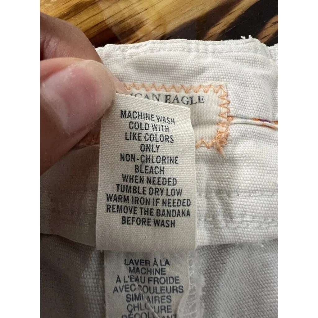 American Eagle Jeans Women Size 10 Wide‎ Leg Crop Stretch White Classic Preppy - Image 6