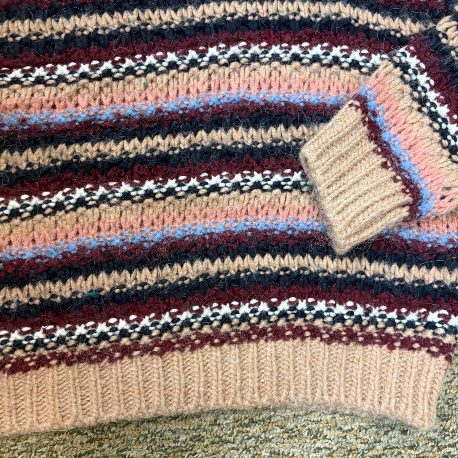 Elsamanda Made in Italy Wool Alpaca Blend Striped Knit Sweater Women's M Pink Size M - Image 3