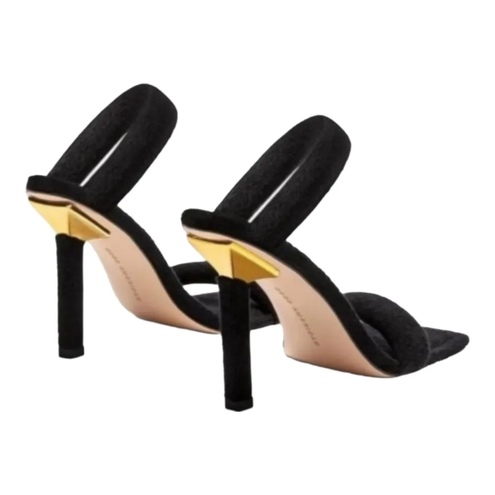 black Good American slip on terry cloth heeled sandal | square toe - Image 5