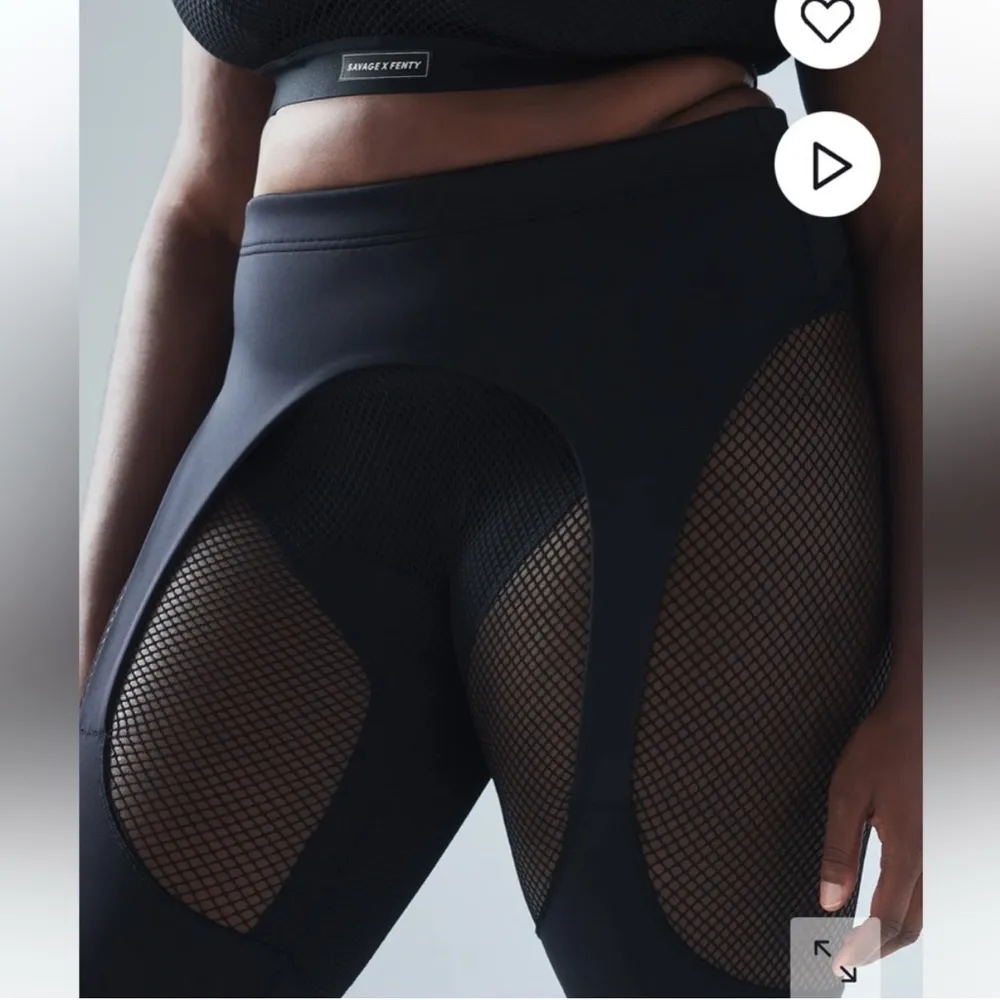 Savage X Fenty Pinup Leggings High Waisted Caviar Fishnet Cutout Black 3X NWT - Image 4