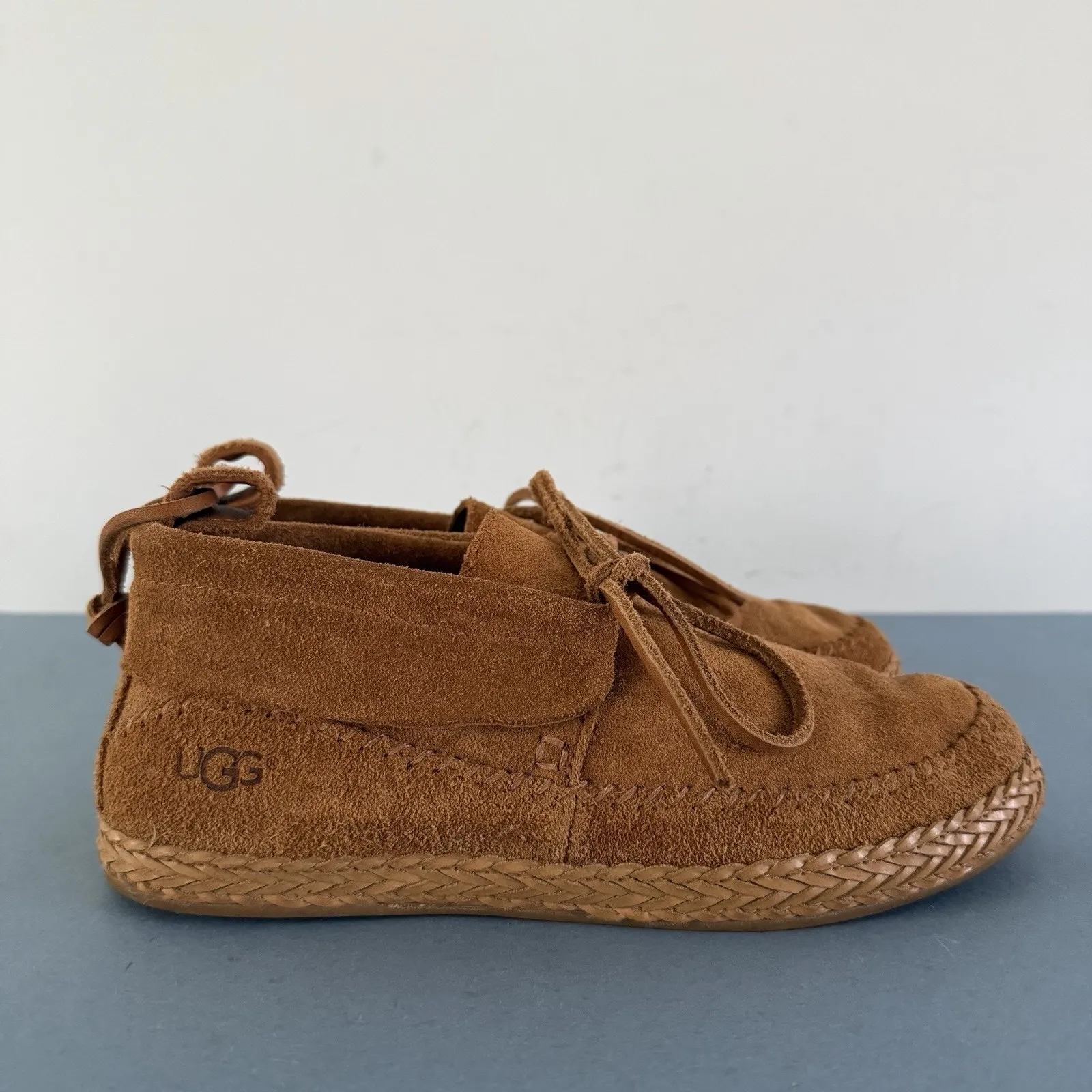 UGG Australia Woodlyn Moc Suede Chestnut Brown Moccasin Shoes - Image 4