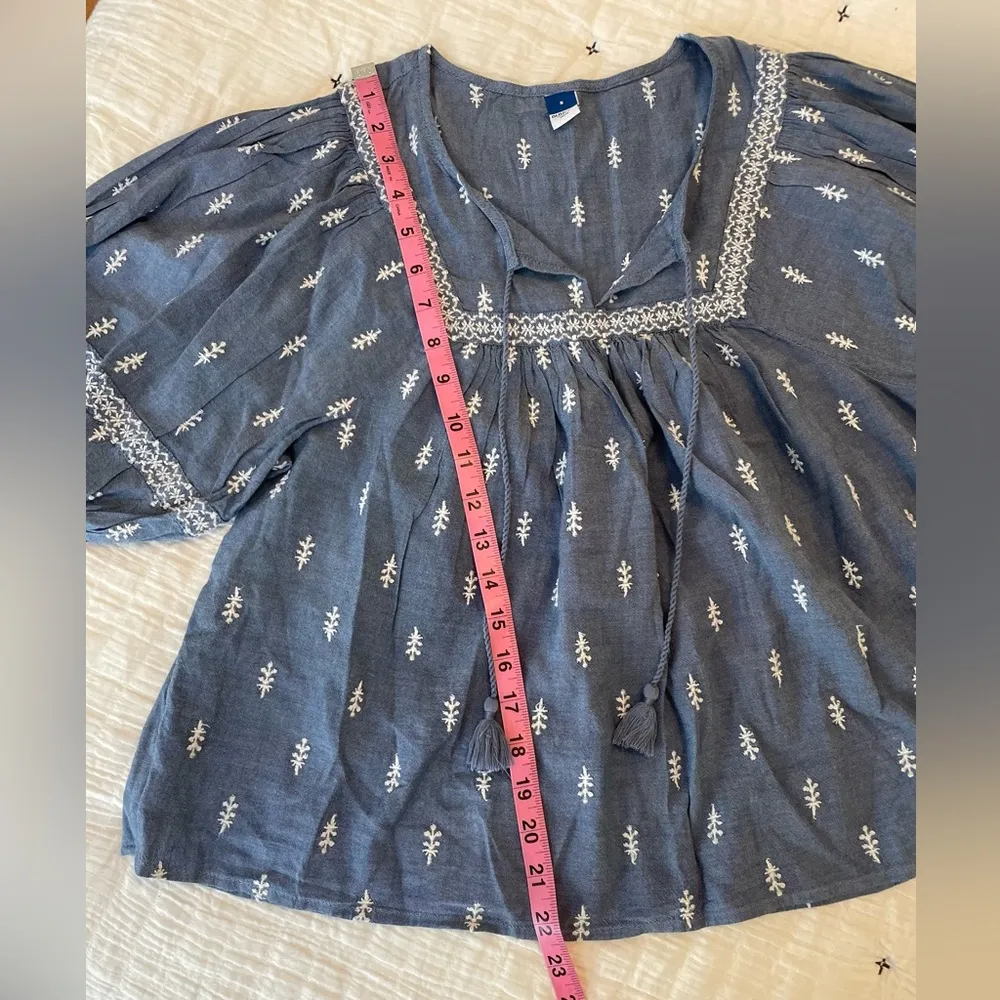 OLD NAVY Puffed-Sleeve Embroidered Poet Swing Blouse Size S NWT - Image 10