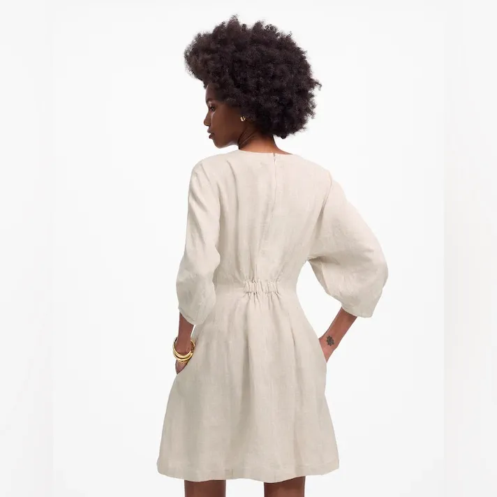 Madewell Splitneck Mini Dress in 100% Linen Size: 2, NWT - Image 2