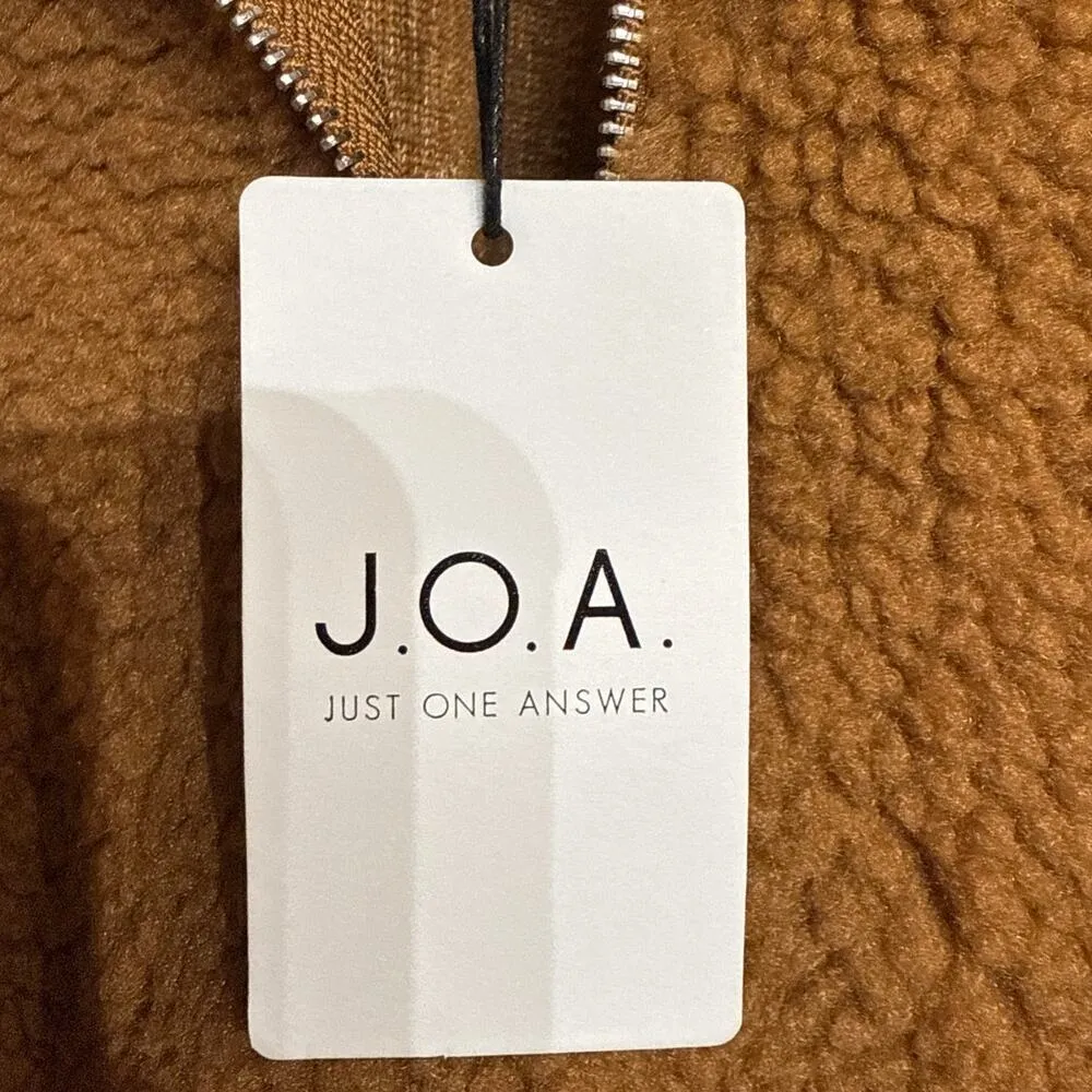 J.O.A. Brown Mock Neck Teddy Fur Pullover Sz M NWT - Image 9