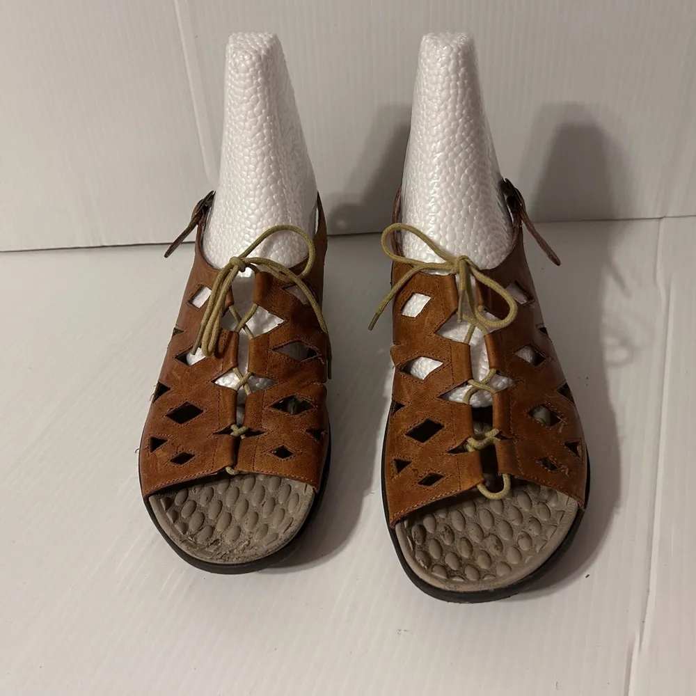 David Tate leather sandals women size 11 N Brown - Image 3