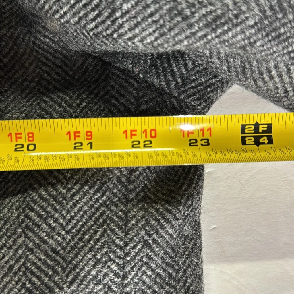 DKNY Charcoal Herringbone wool blend coat zip and button closure winter warm xl - Image 14