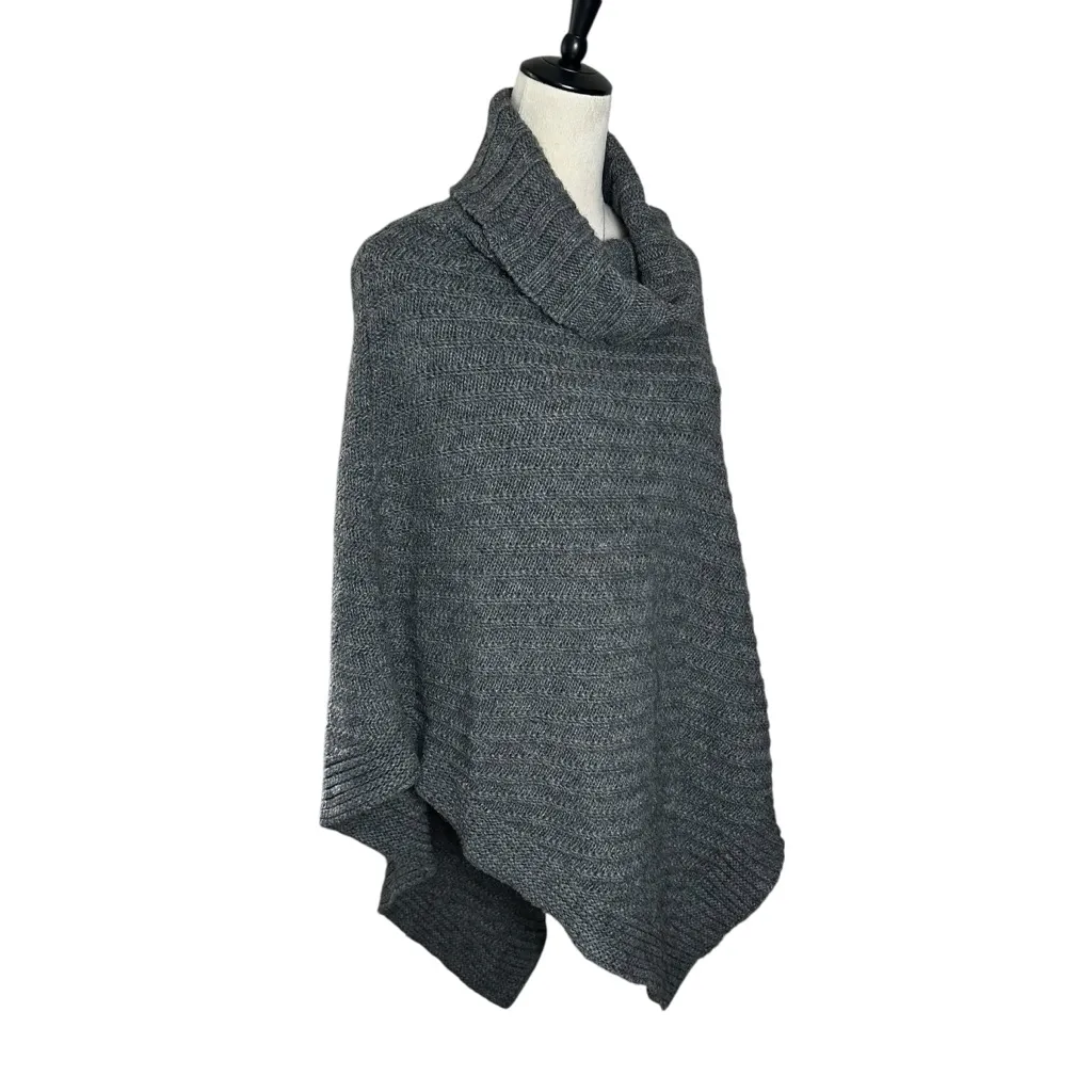 Cocogi Made in Italy Gray Knit Cowl Neck Poncho One Size | Wool Alpaca Blend - Image 2