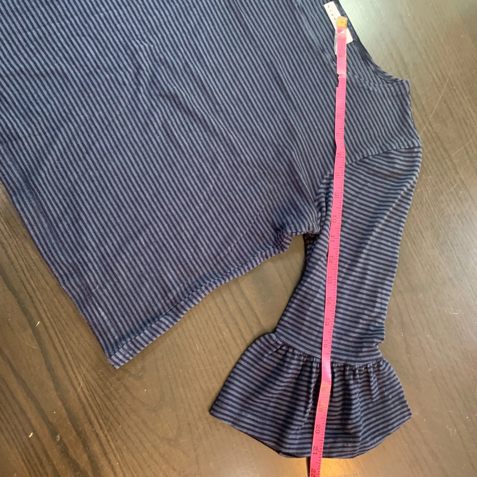 Bryn Walker Striped Bell Sleeve Top Navy Blue S Made USA Cotton Blend Timeless - Image 11