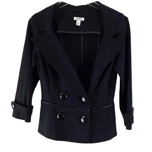 CACHE Y2K Vintage Black Double Breasted Asymetrical Blazer Suit Jacket - Image 2