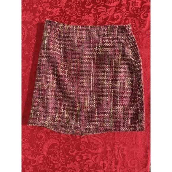 Studio C Women Casual Skirt 12 Pink Purple Acrylic‎ Woven Vintage Preowned - Image 5