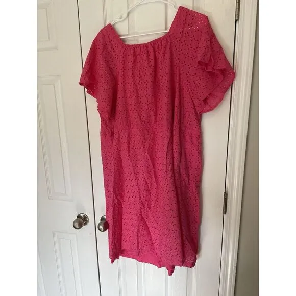 Terra & Sky  Pink Size 14‎ Cotton Nylon Short Sleeve Dress NWOT - Image 2