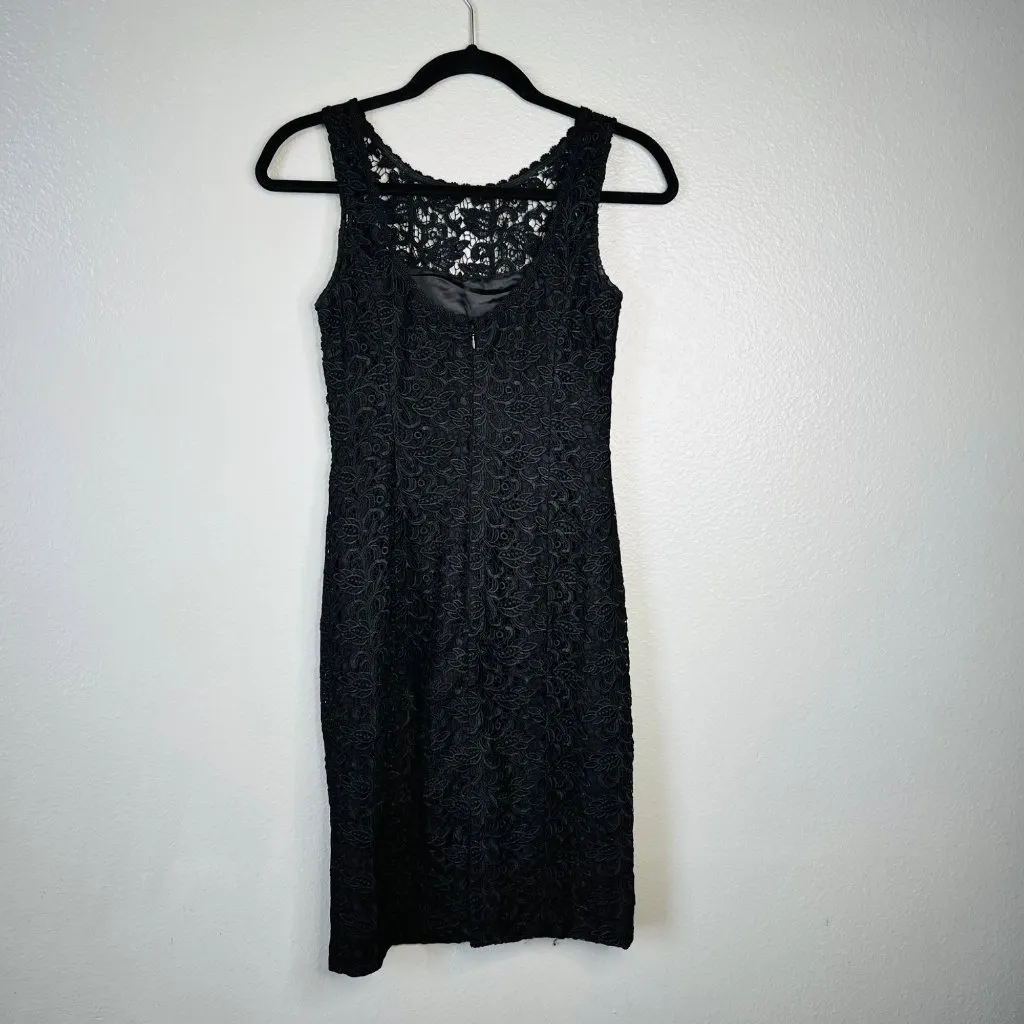 White House Black Market Black Lace Sheath Dress Size 0‎ Cocktail Party WHBM - Image 6