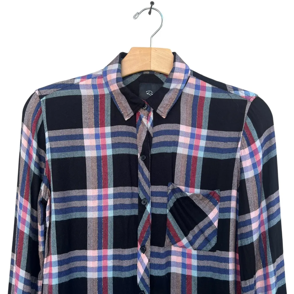 Rails  Hunter Black Melon Aqua Plaid Button Down Shirt XS - Image 4