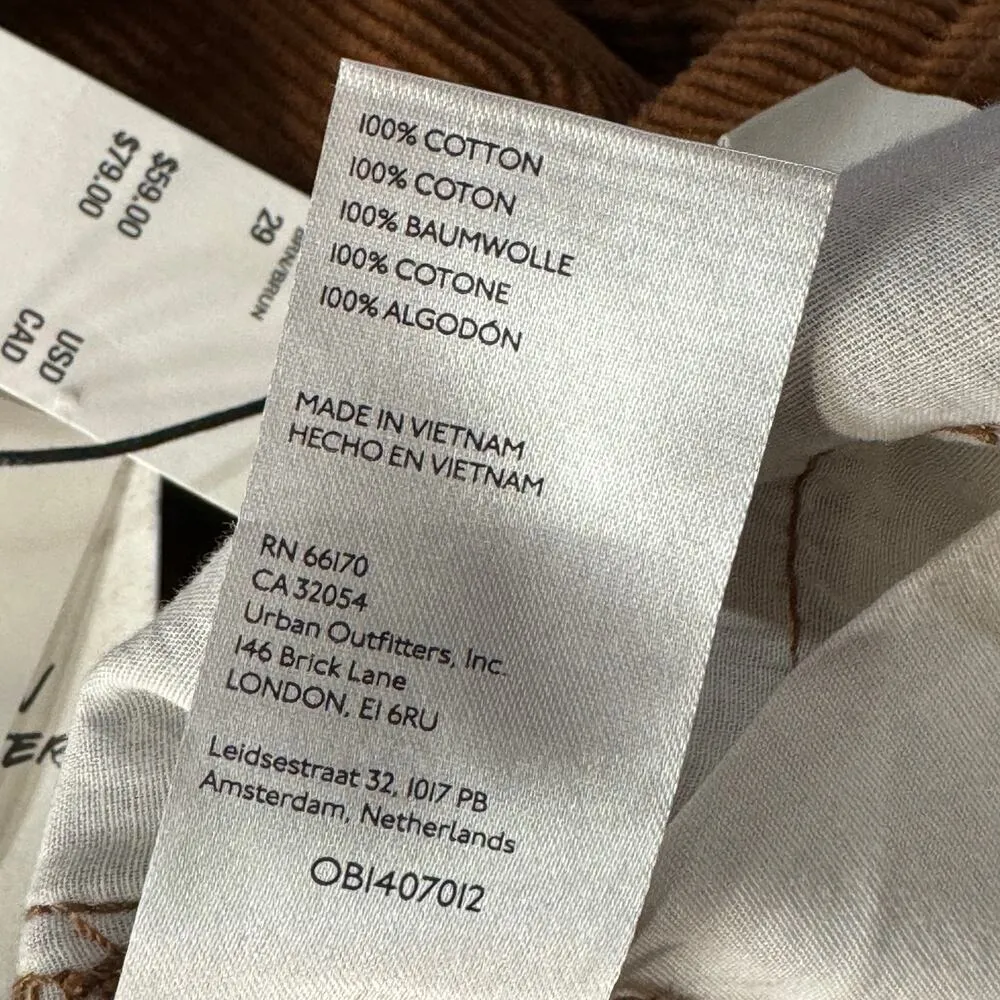 BDG Urban Outfitters SZ 29 Corduroy Pants Straight Leg Hi-Rise Zip-Fly Brown New - Image 11