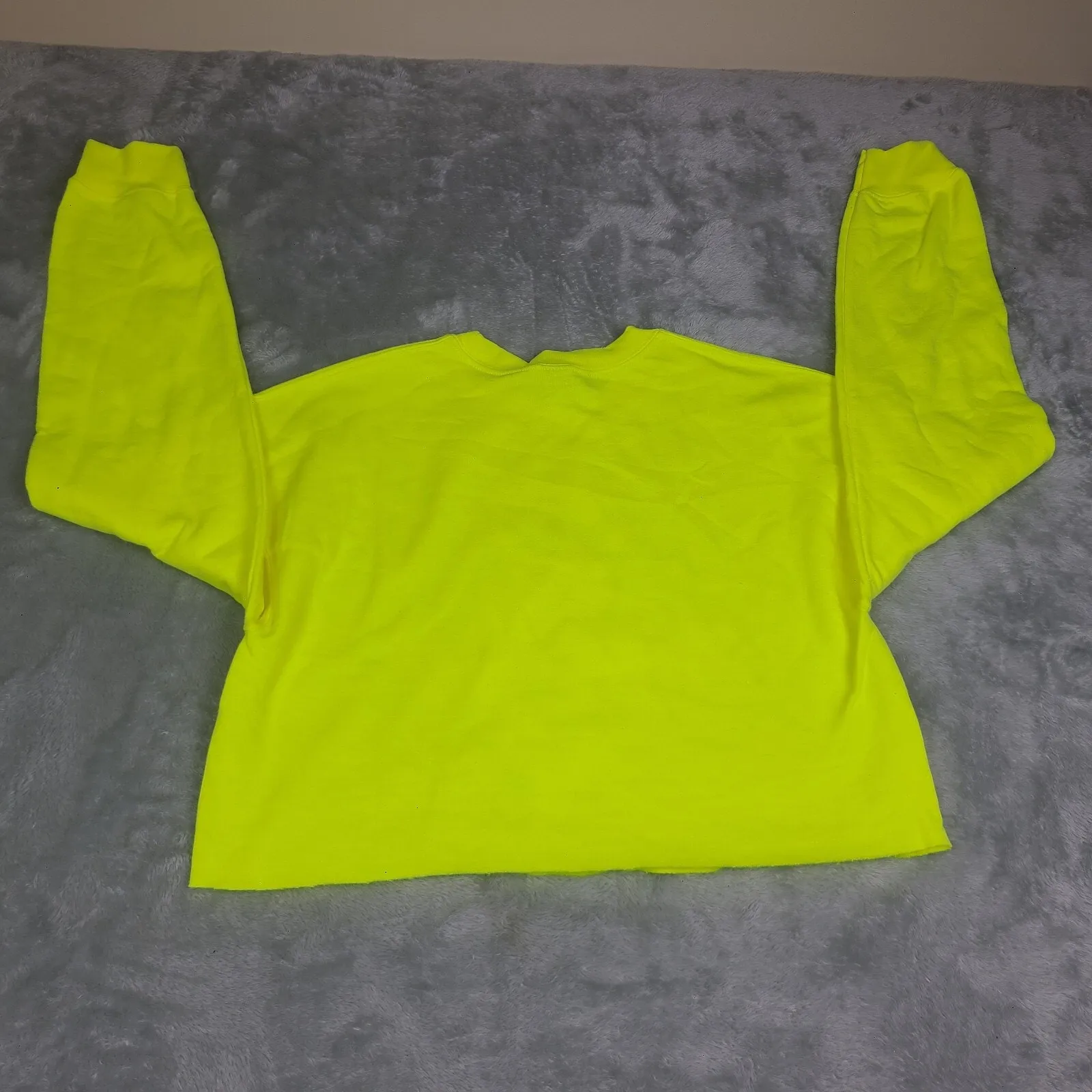 Doja Cat Cropped Graphic Pullover Sweatshirt Highlighter Yellow Women Sz M NWOT - Image 4