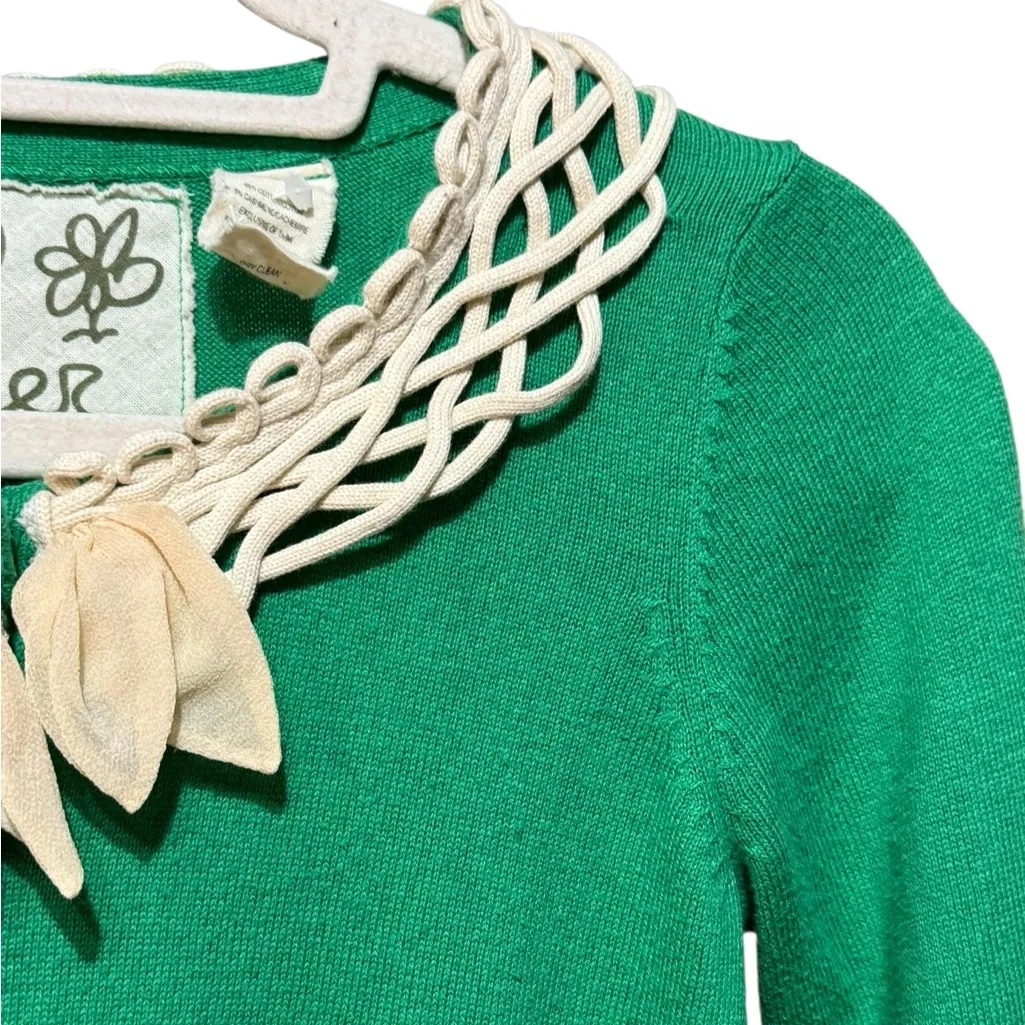 Anthropologie Field Flower Shamrock Green Cashmere/Cotton Blend Cardigan Sz S - Image 7