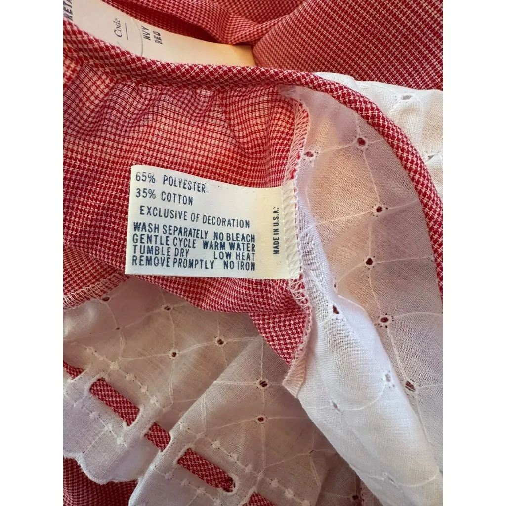 NWT Vtg Vassarette Milkmaid Maxi Dress Nightgown Red White Puff Sleeve Size 9 - Image 6